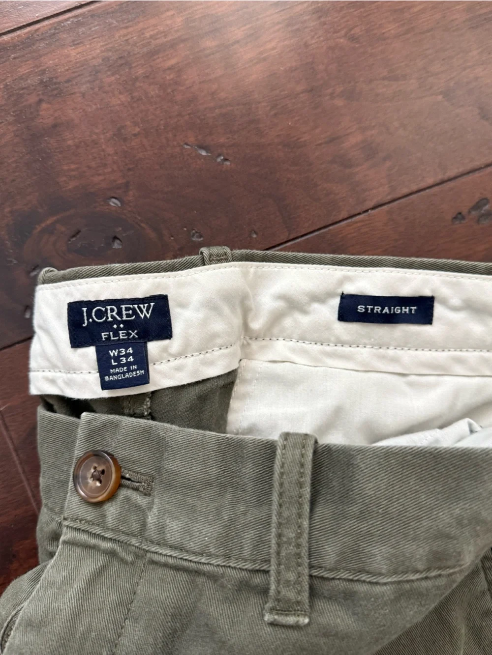 J. Crew Olive Chino Pants Flex Straight 34x34